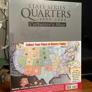 NWT QUARTER State Coin Collector United States Map 26x16” Opened